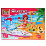 Игрушка конструктор на пляже, с фигуркой, 67 дет. в русс. кор. в кор 36шт