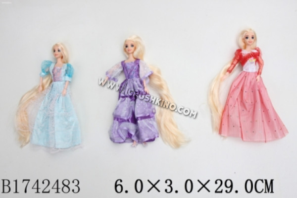 Кукла (28см) в нарядном платье (ноги гнутся) 3 вида микс в пакете (Арт. 1742483)
