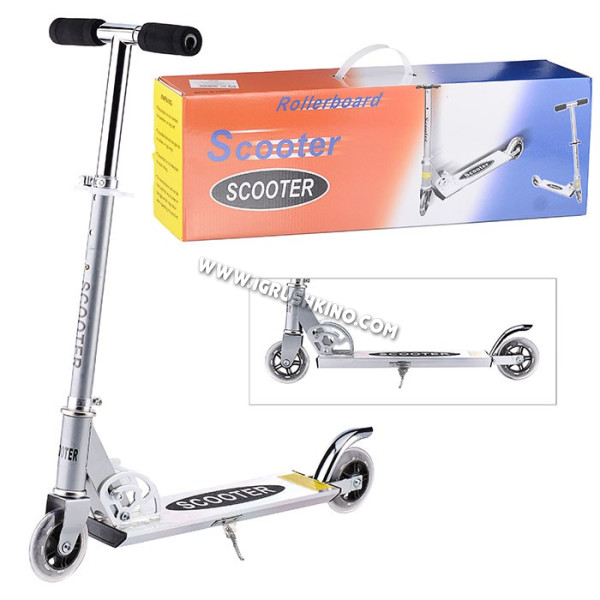 Самокат двухколесный 90мм SCOOTER (черный) (PU) регулир. ручка в коробке