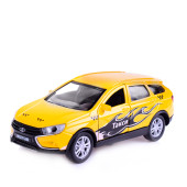 Машина металл Lada Vesta Sw Cross Такси 12 см, (двери, багаж, желтый,) в коробке